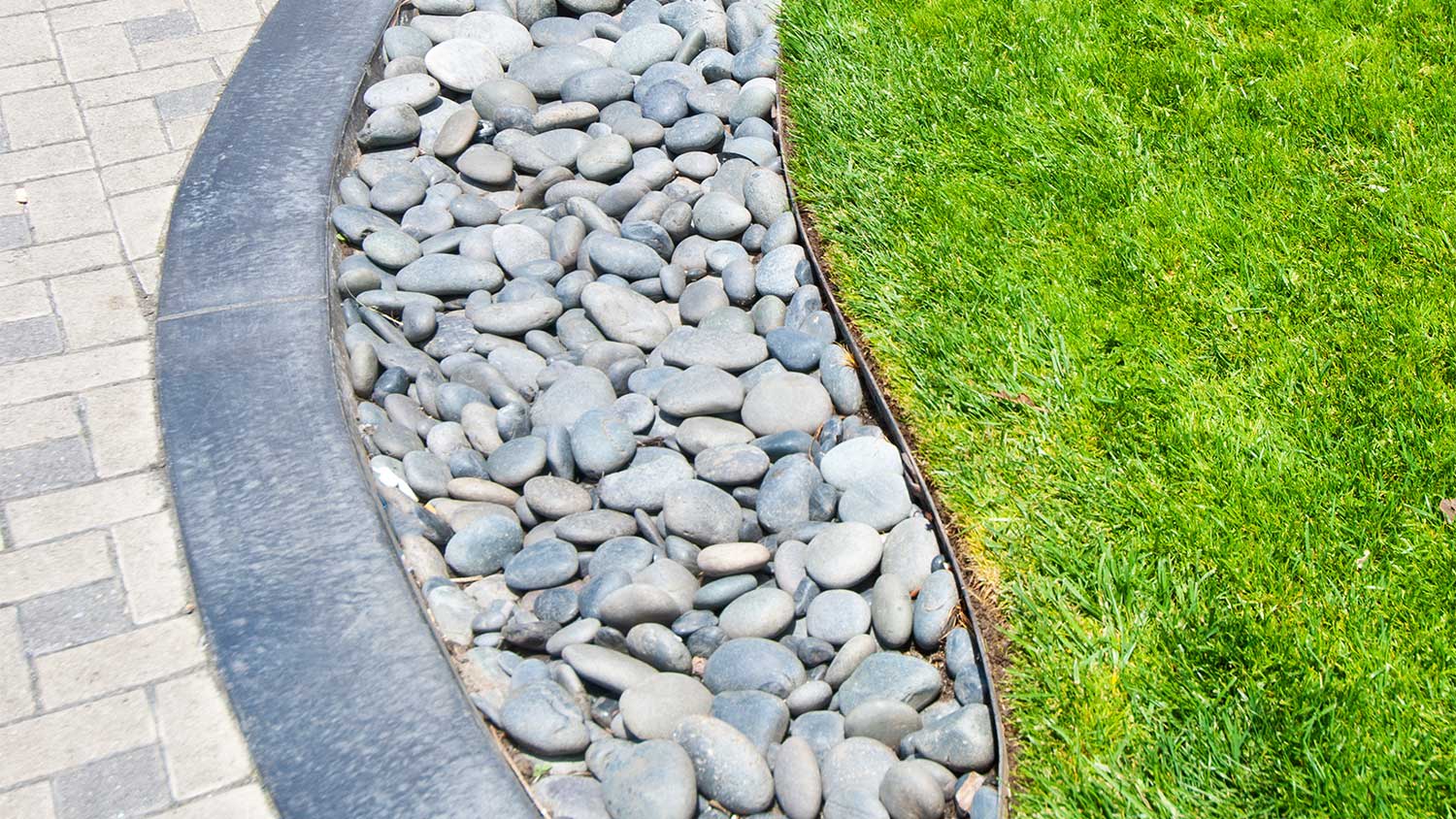 Overhead view of metal edging