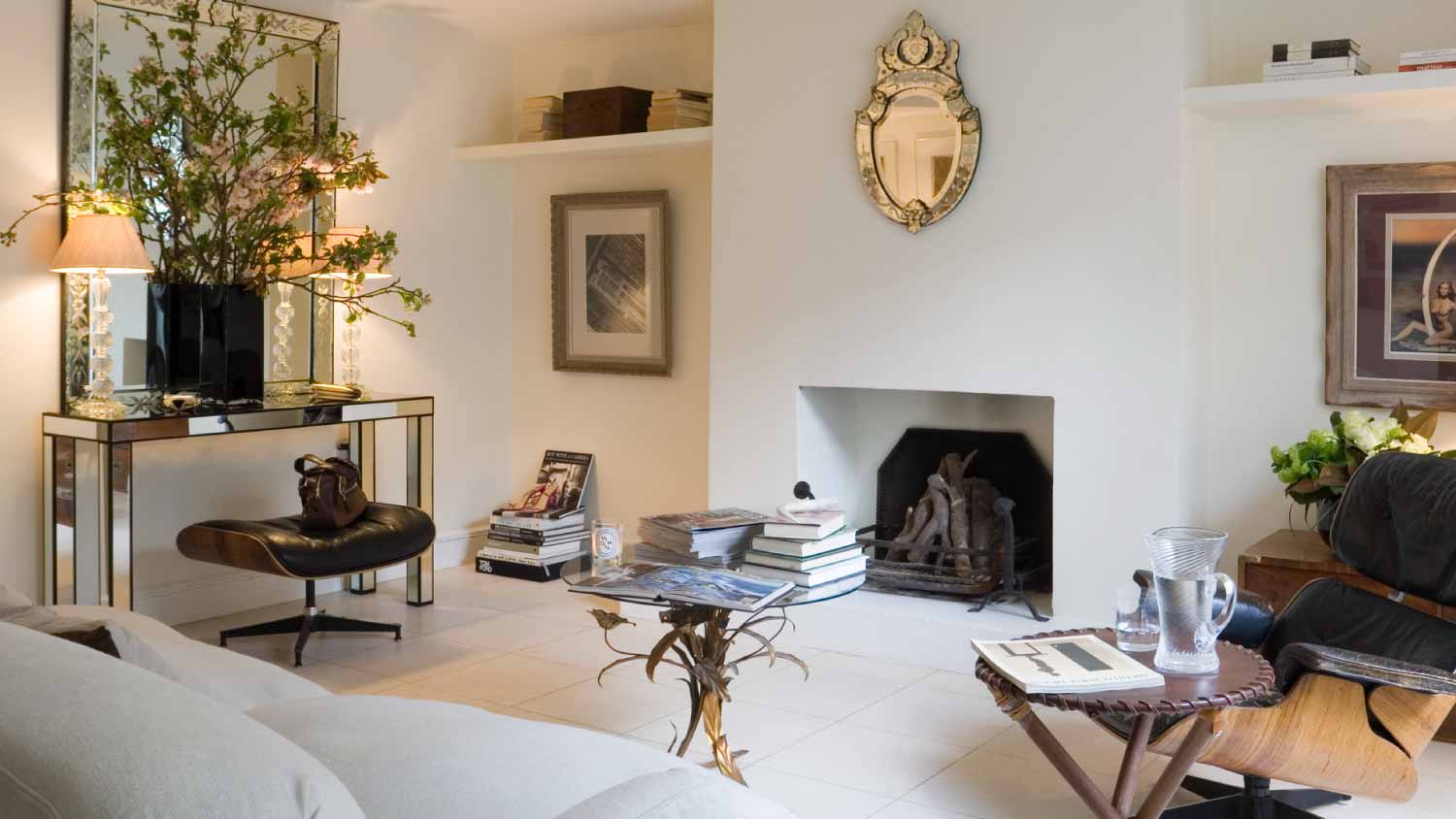 Stylish fireplace at home