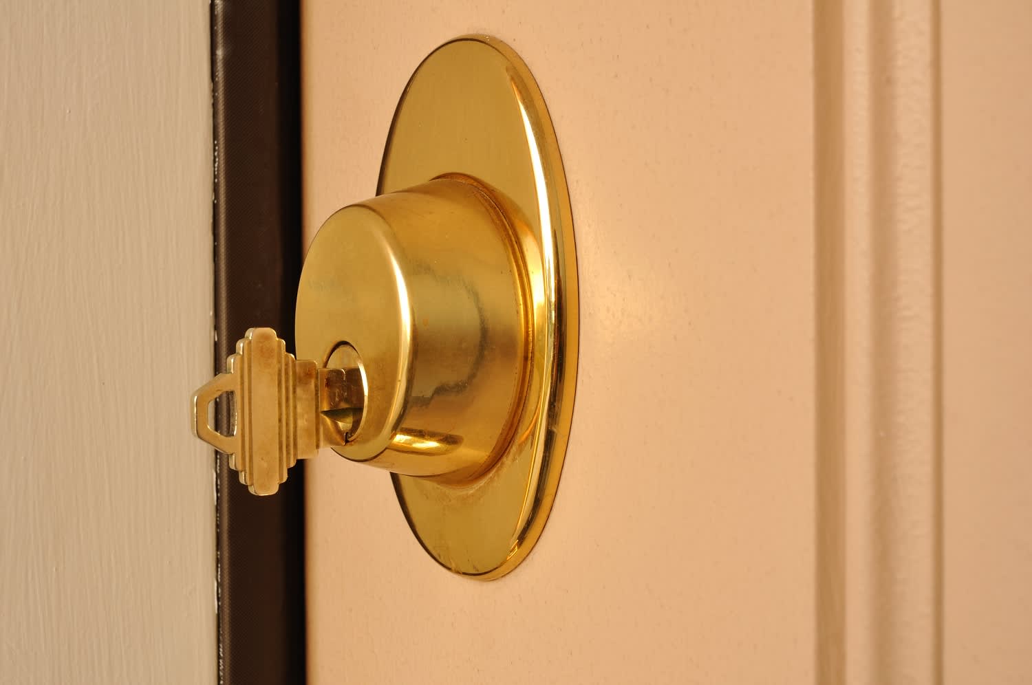 Key in interior side of deadbolt