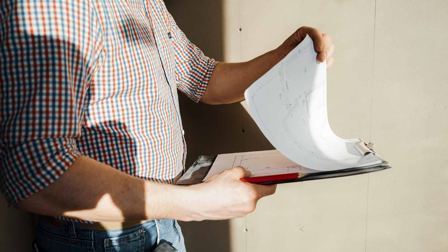 Worker checking some papers