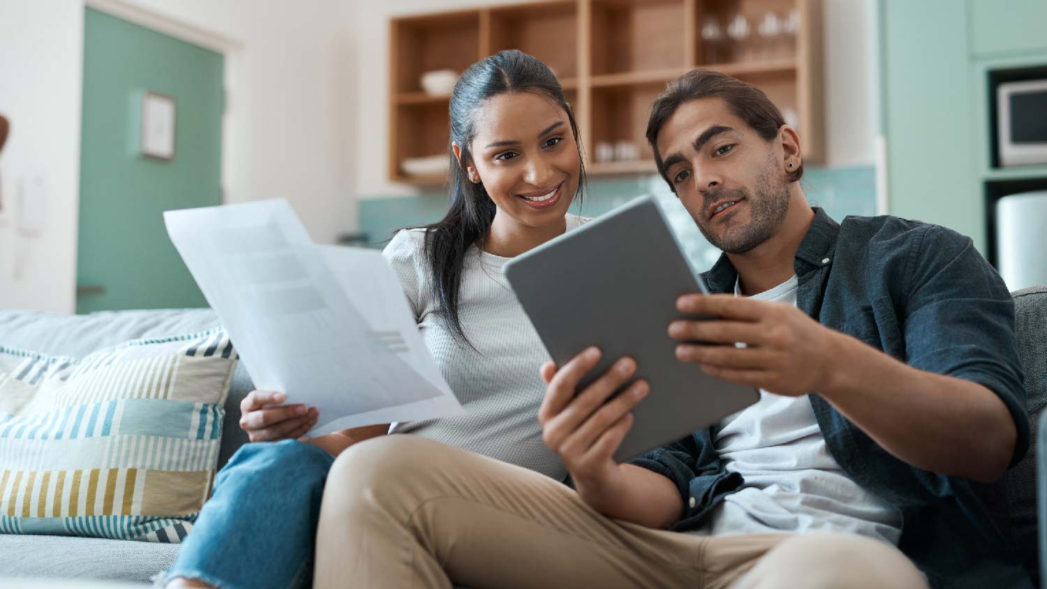 A couple reviewing the inspection report