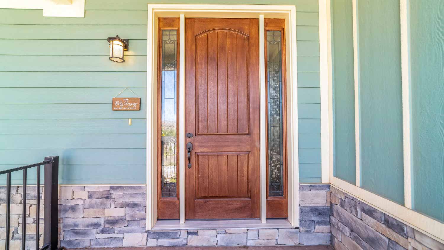 A wooden front door