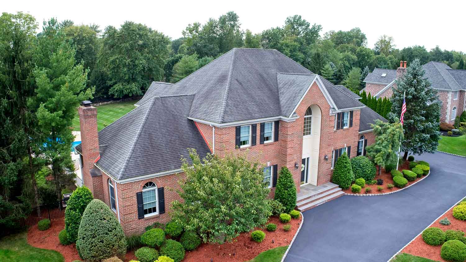 Aerial view of a large country house