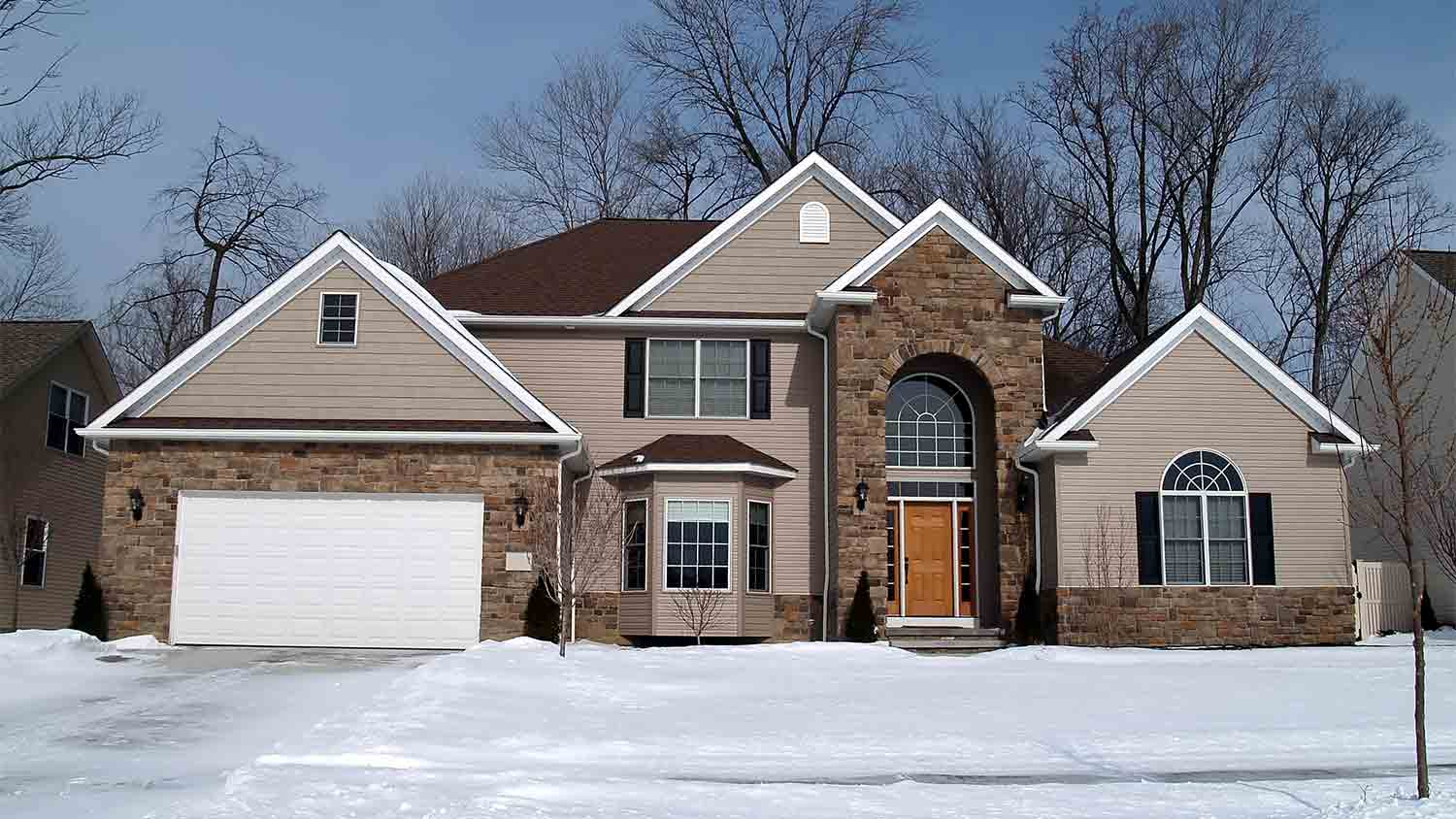 home exterior in the winter