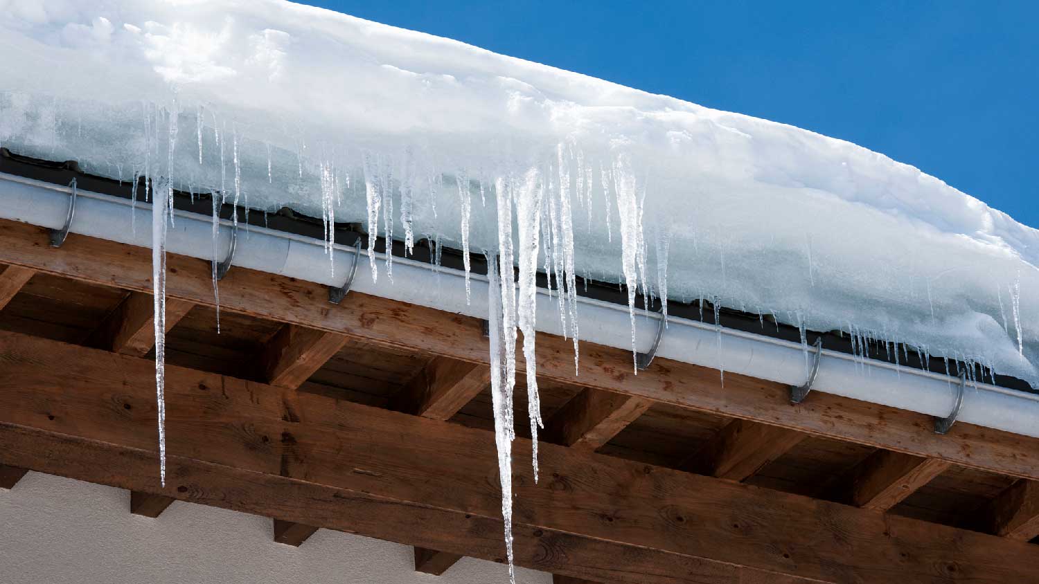 Ice dams formed on a house’s roof