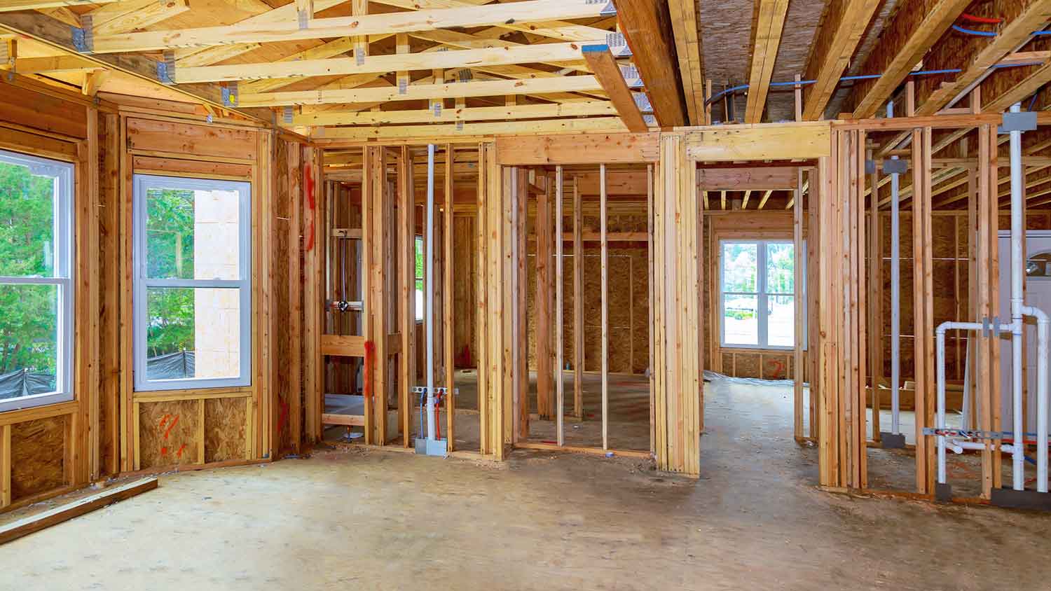 Plumbing installed in a new home construction