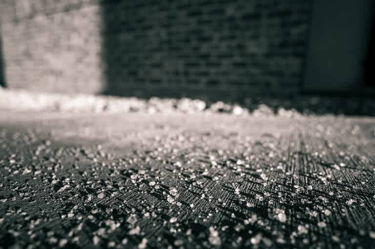 Ice melt on sidewalk