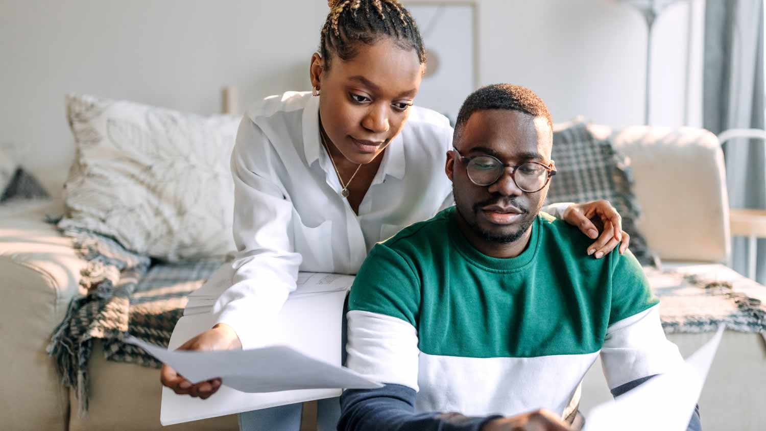 Couple going over bills