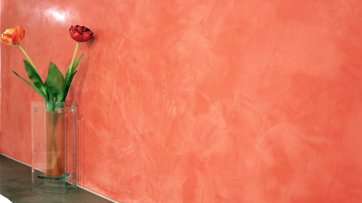 Accent wall with decorative venetian plaster finish