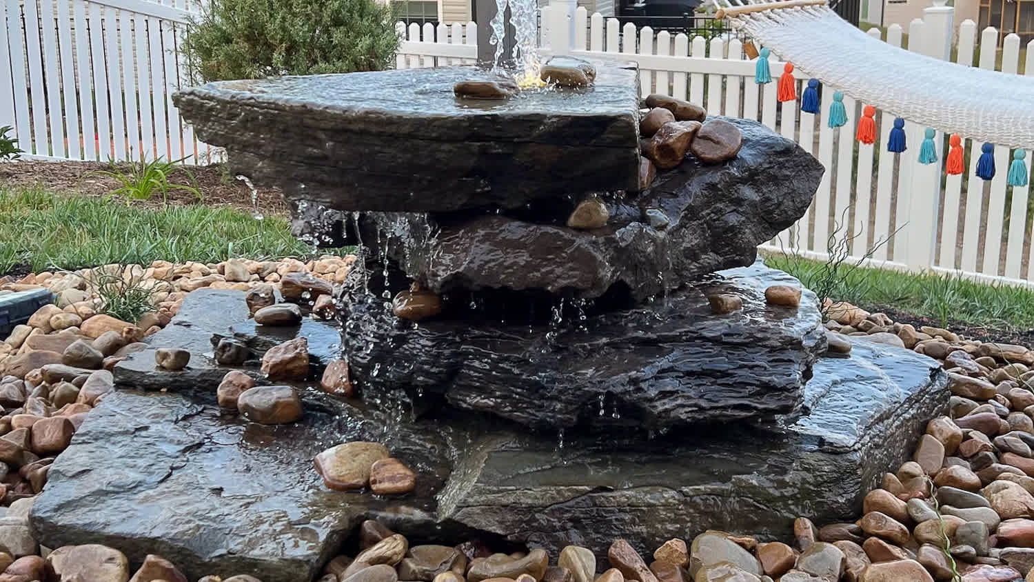 A rock water fountain