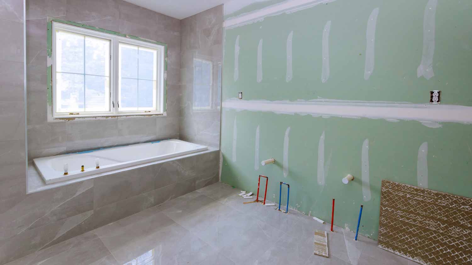 A bathroom under construction