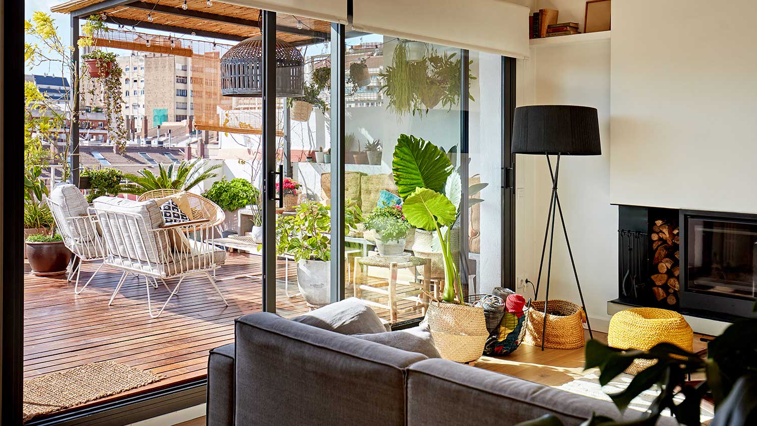 Sliding glass doors in living room