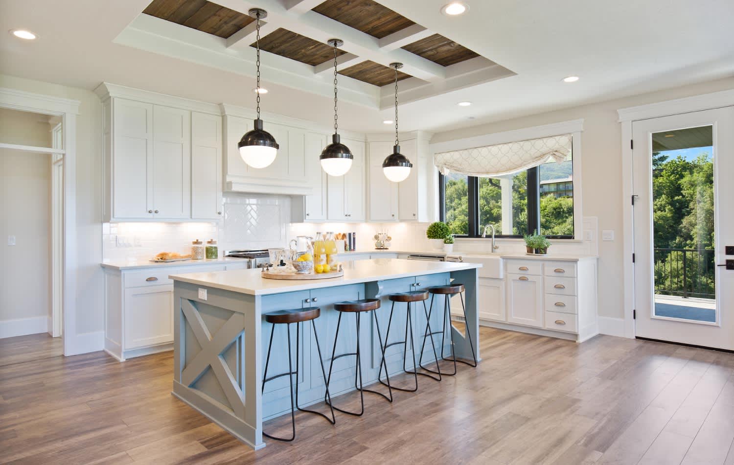 White kitchen with laminate floor