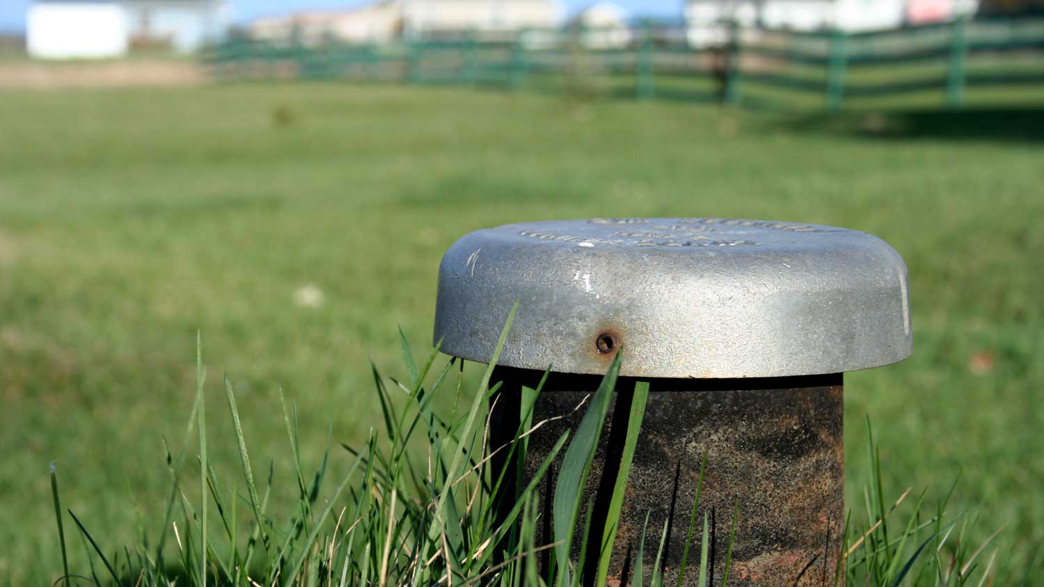 Close-up of a septic tank