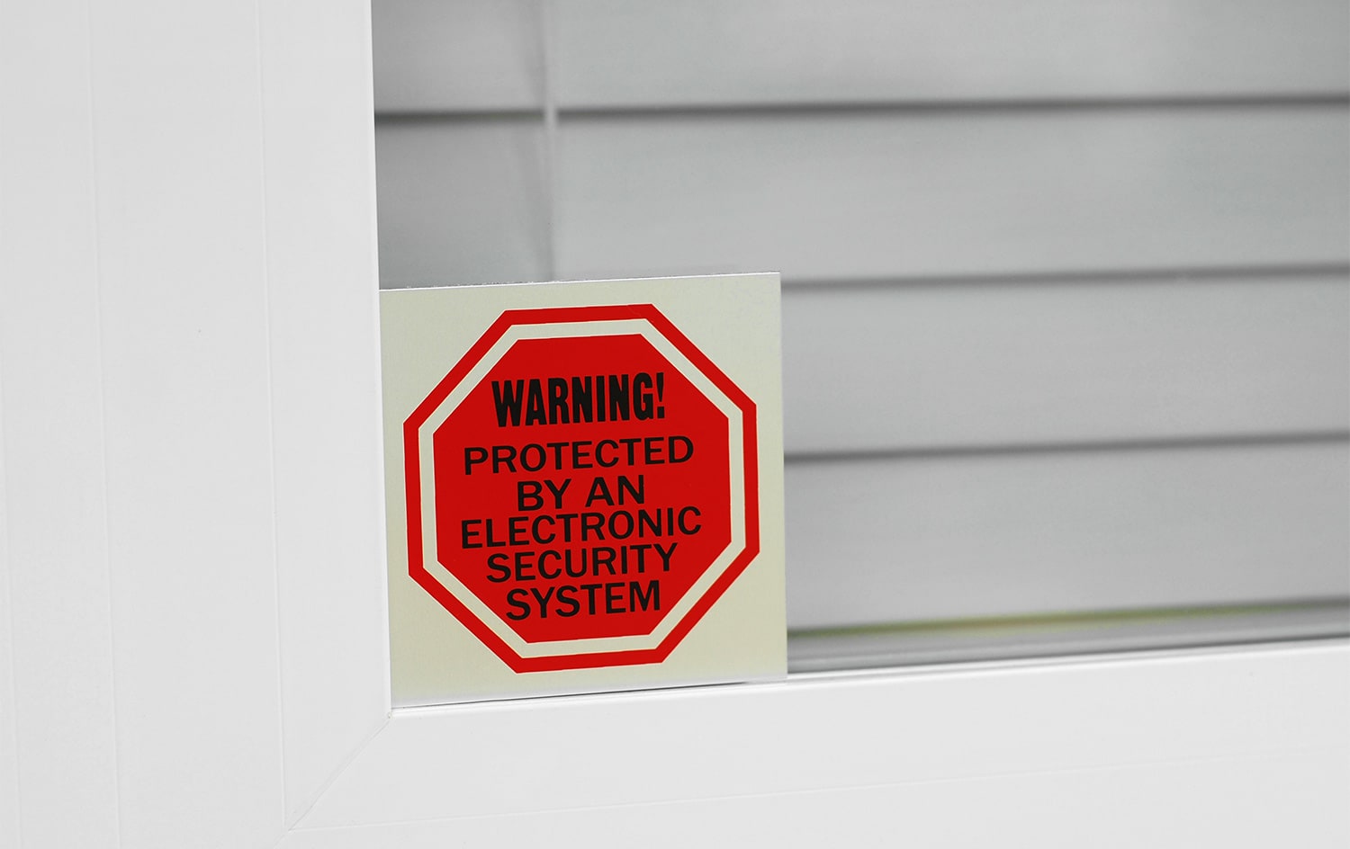 Close up of security sign on a window