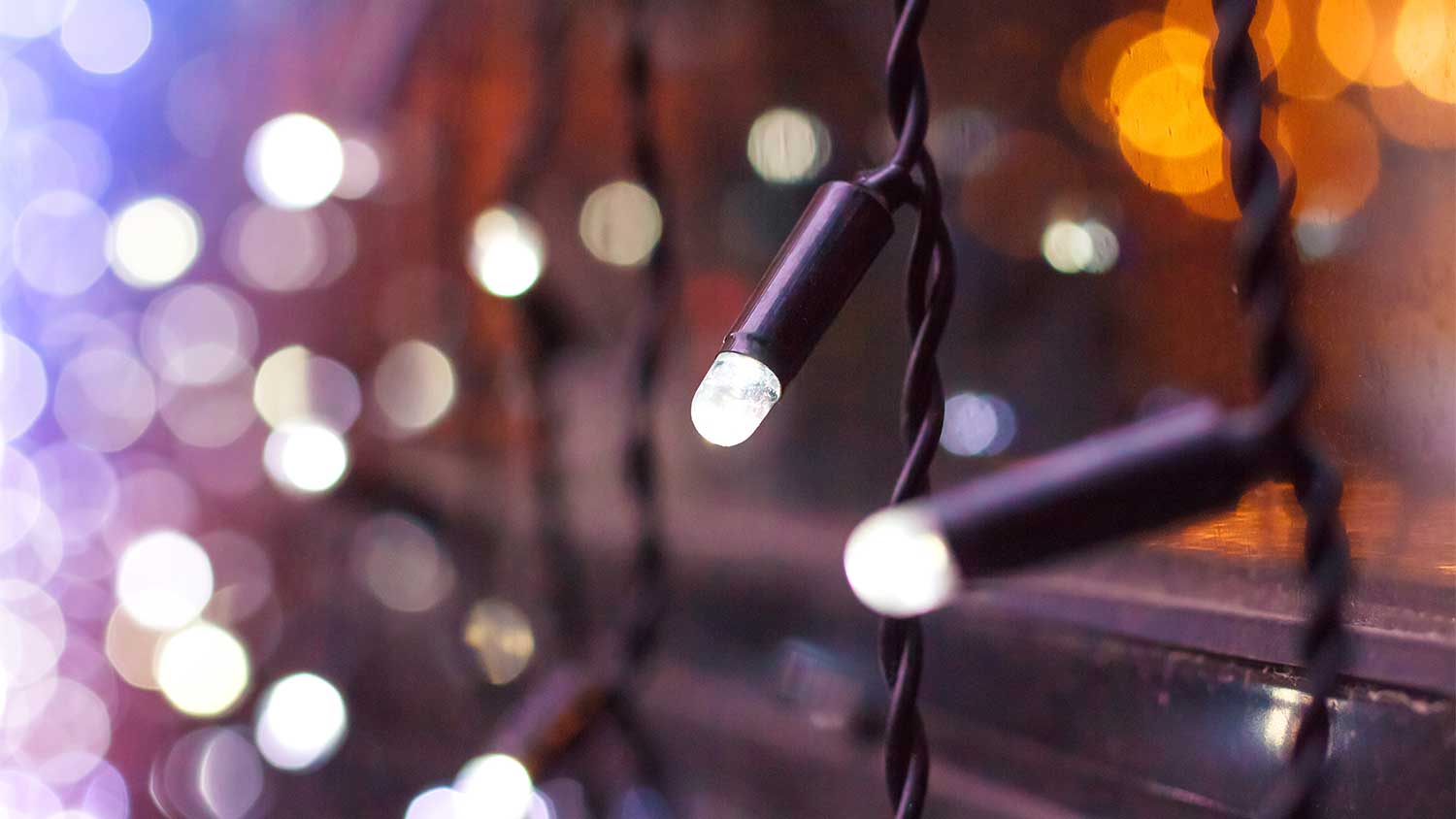 A closeup of LED christmas lights