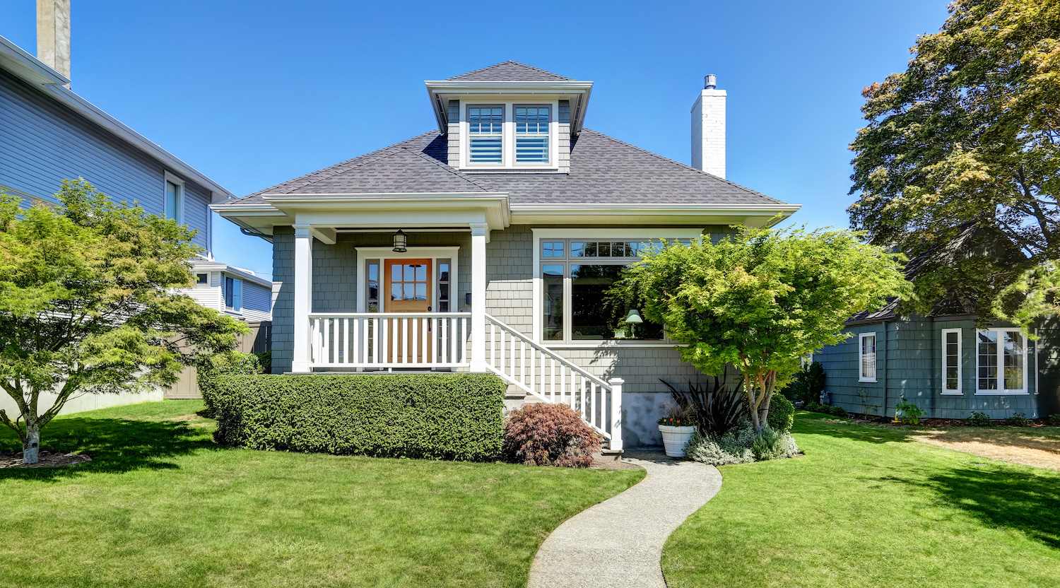 American craftsman house with well-maintained lawn