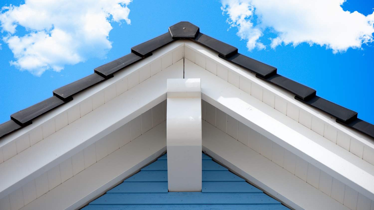 Close-up of a wooden roof on a sunny day