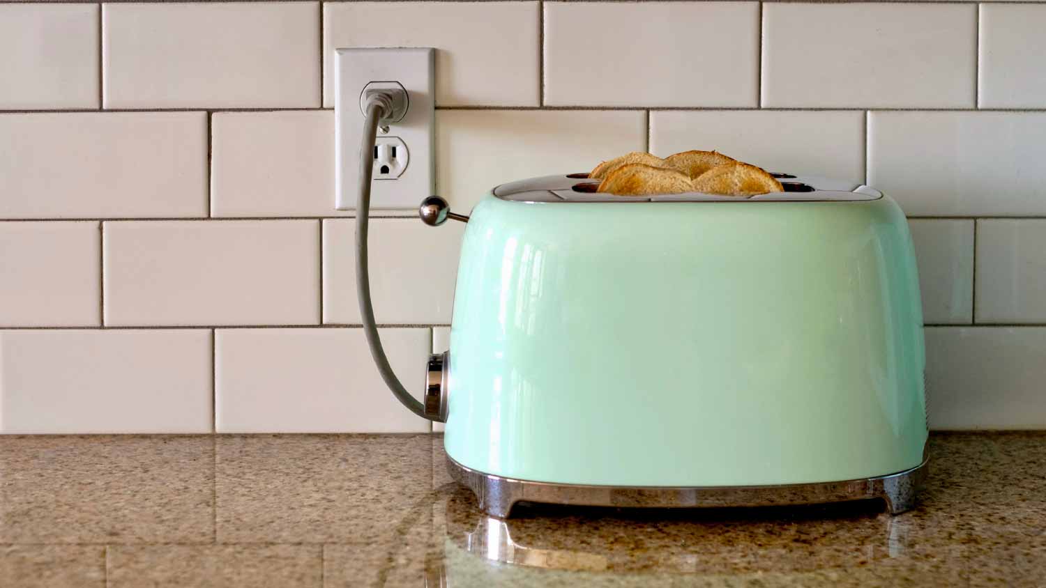 Toaster plugged into an outlet