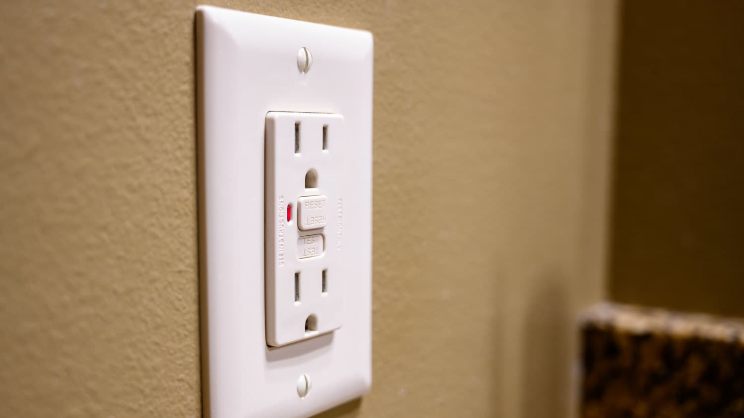 Close-up of a GFCI outlet