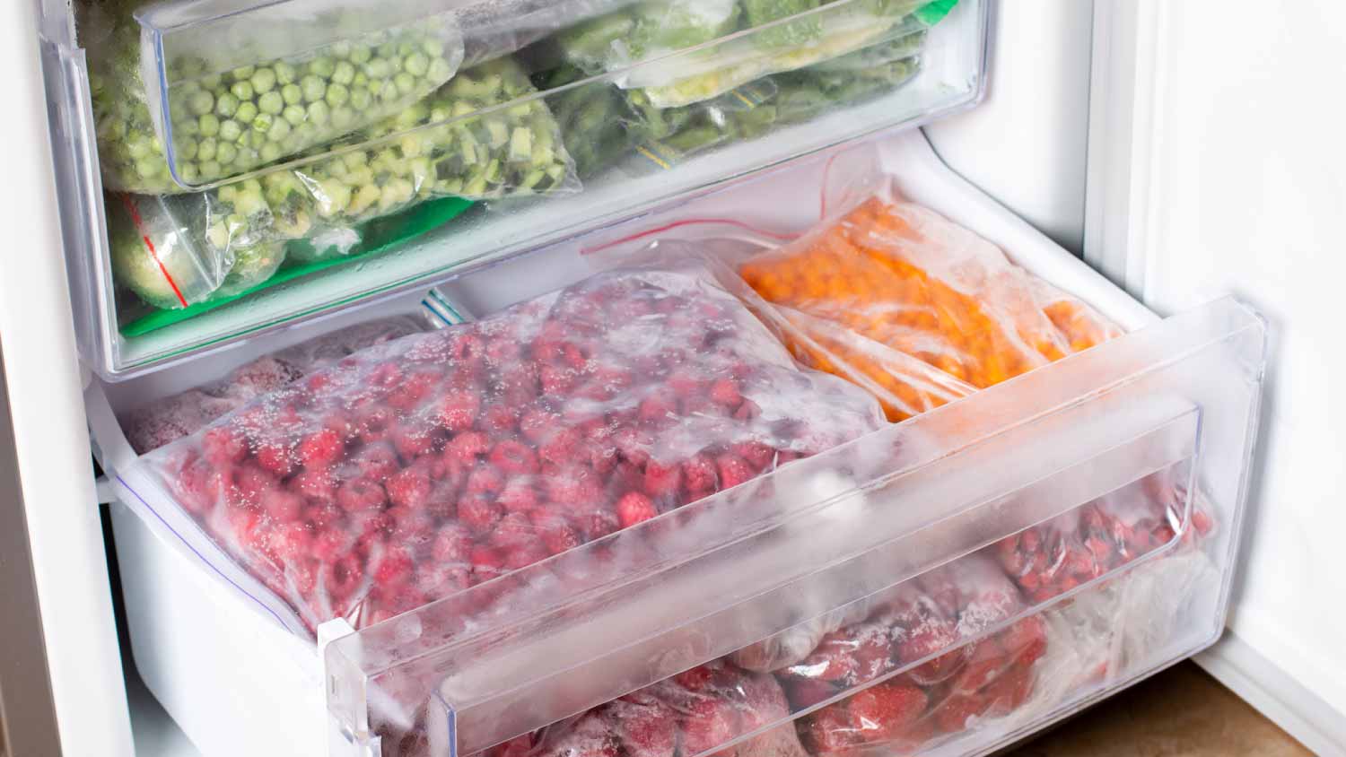 Frozen veggies in the freezer