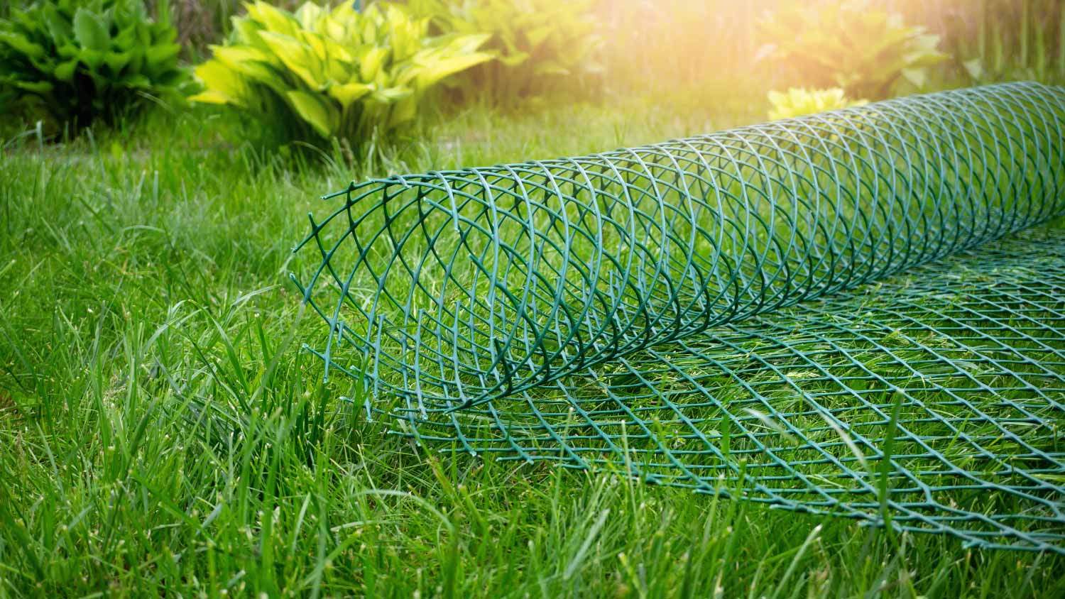 Roll of plastic green mesh