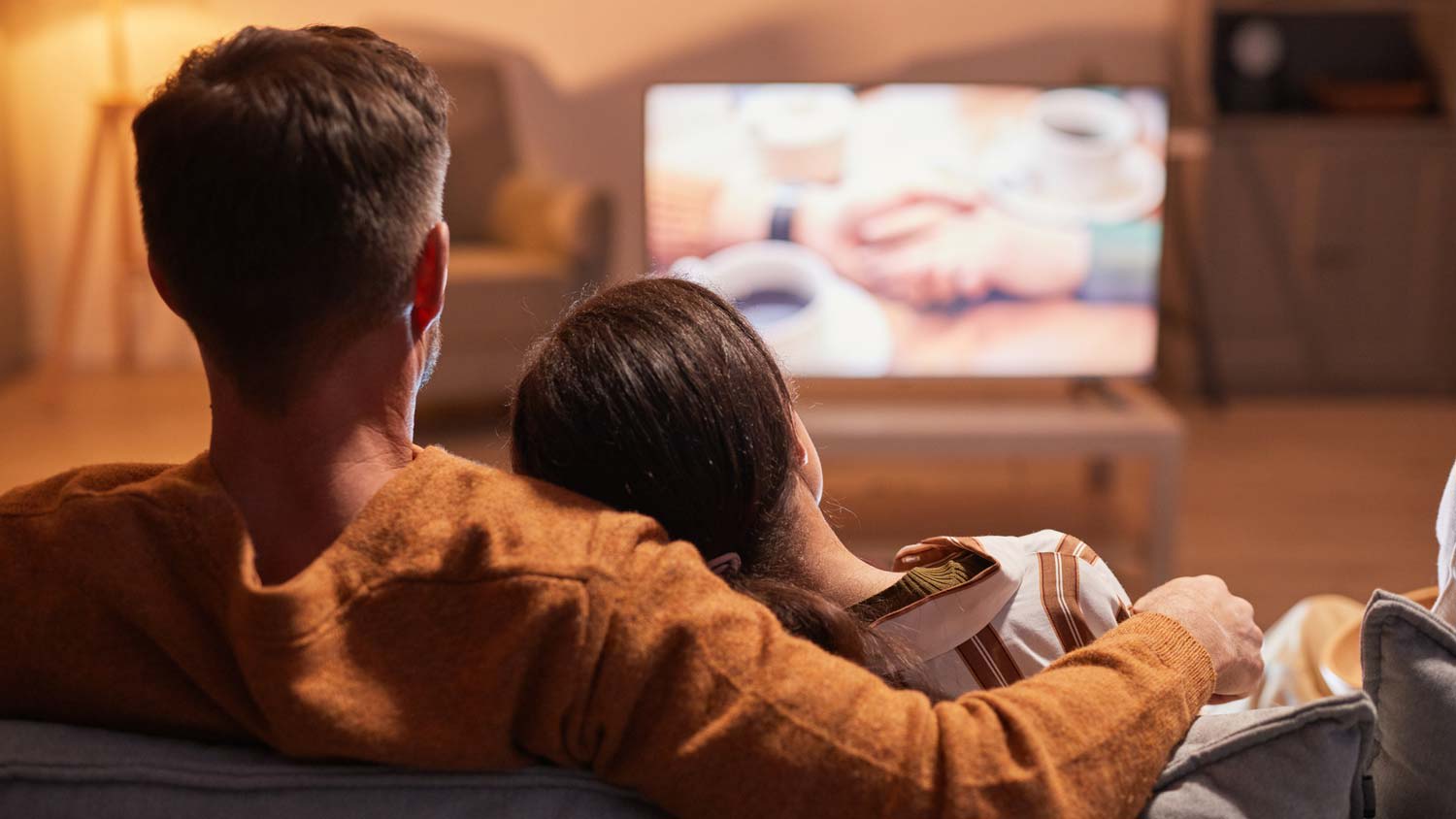 A couple watching TV