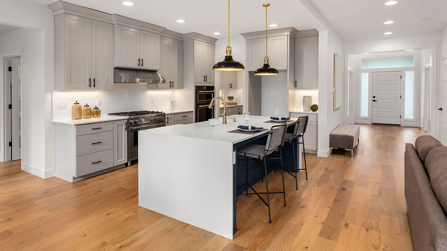 Home kitchen and entryway interior