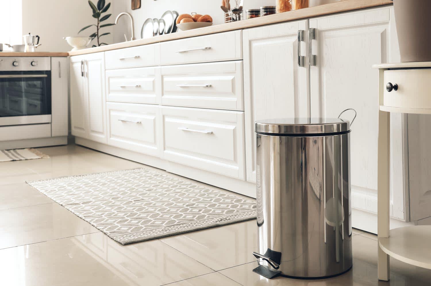 Clean trash bin in modern kitchen
