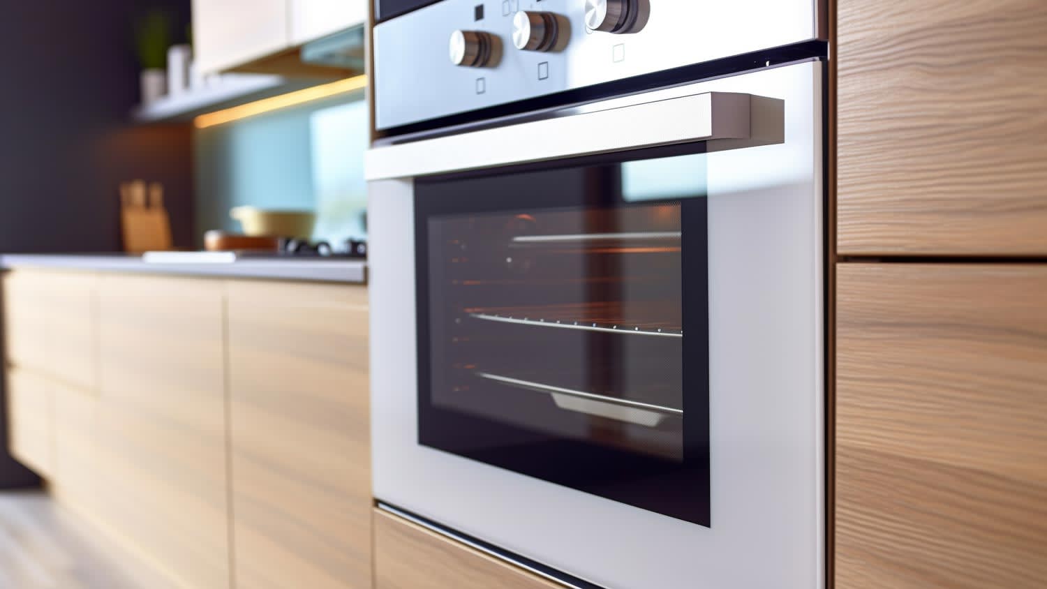 A modern oven running a self-cleaning program