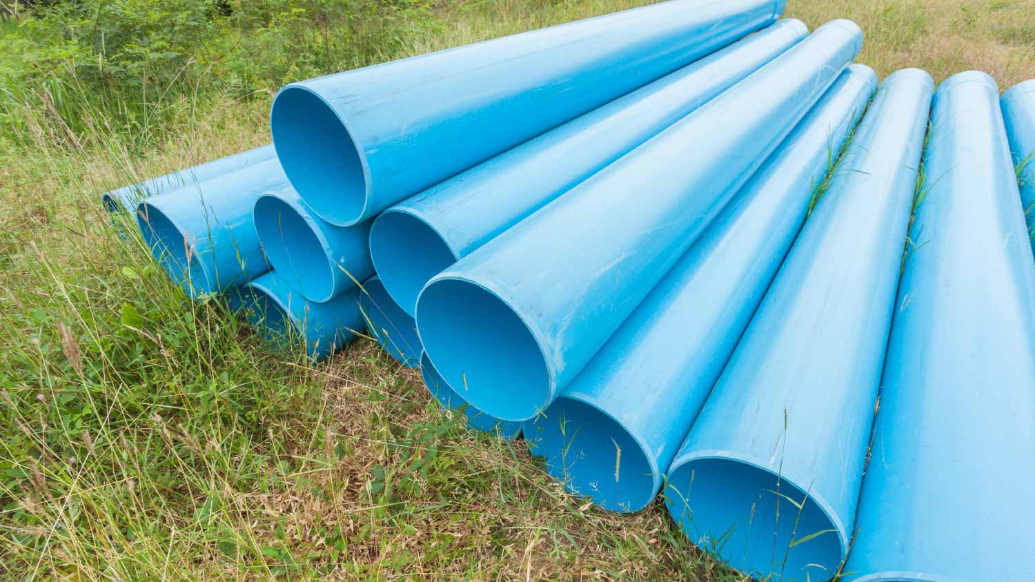 Blue pipes for construction