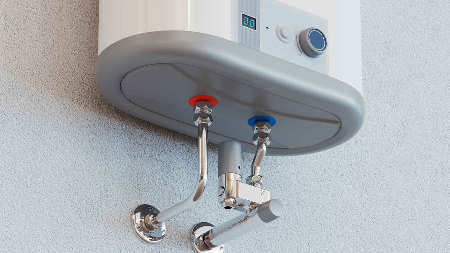 Close-up of a gas water heater