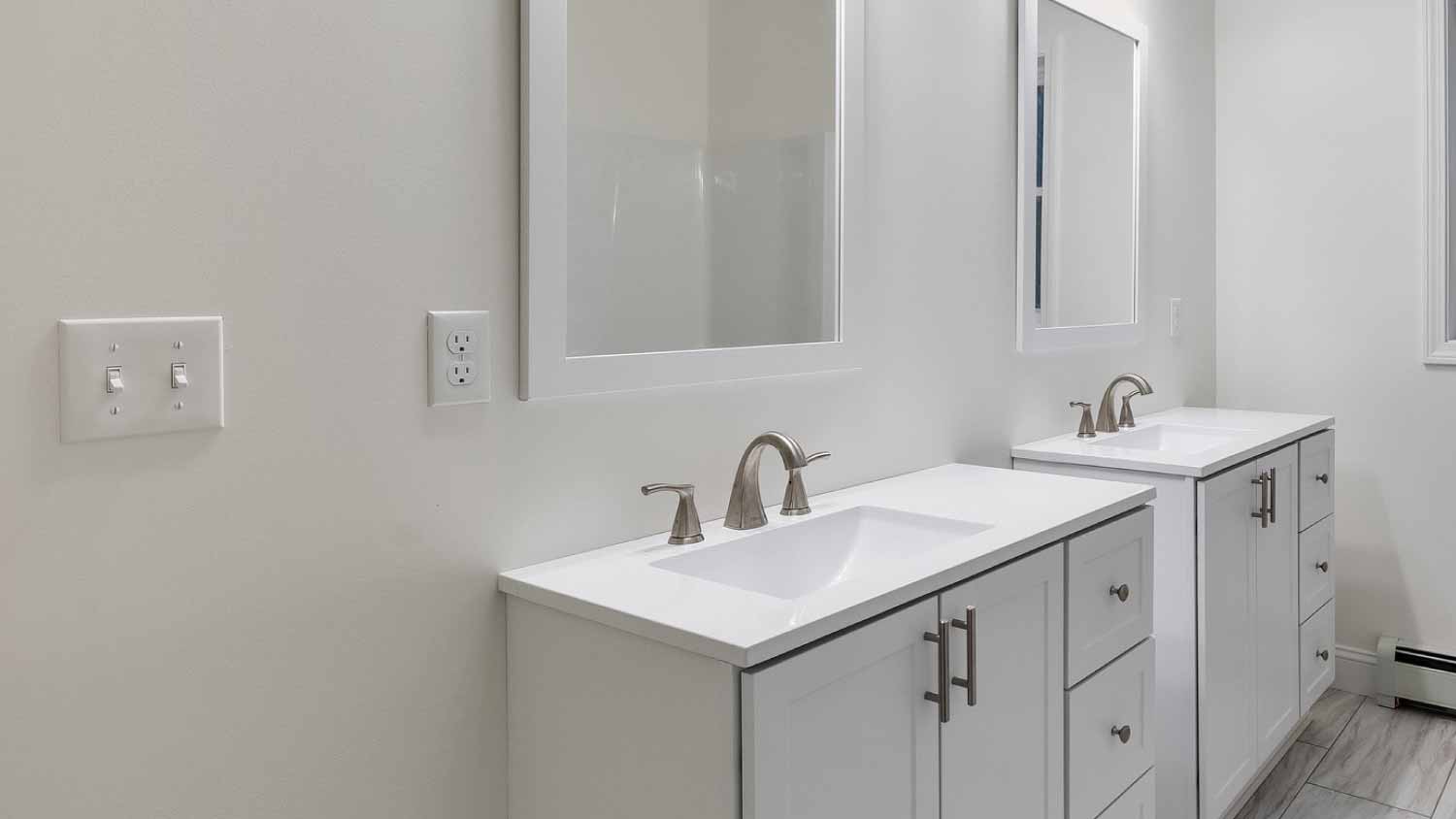 Interior of a white bathroom