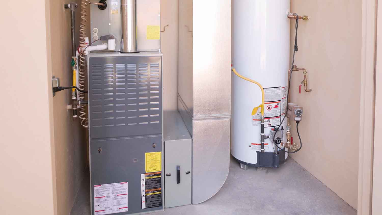Water heater and gas furnace in the basement