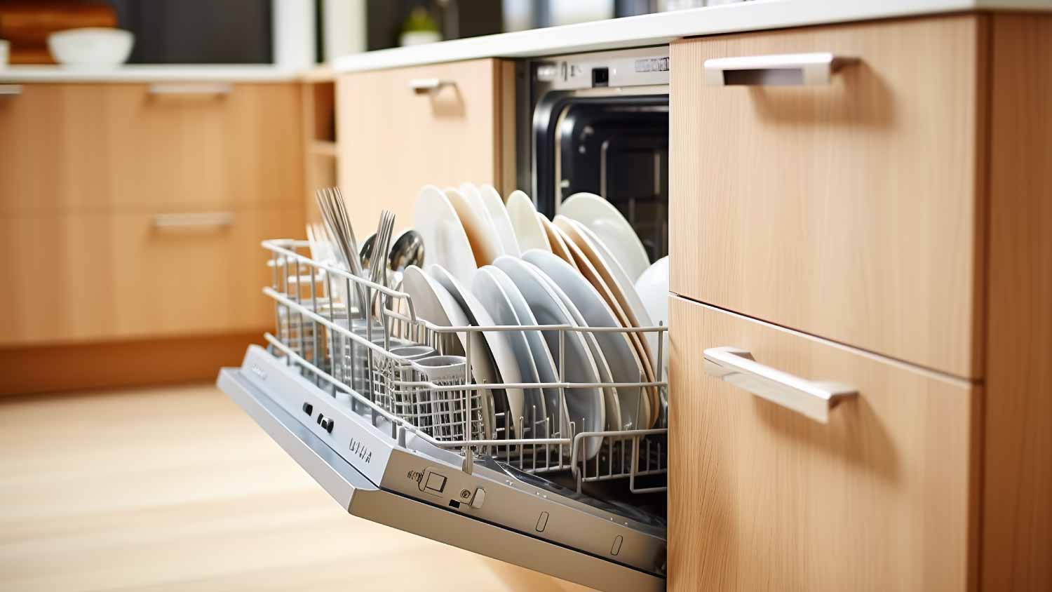 Kitchen furniture with dishwasher