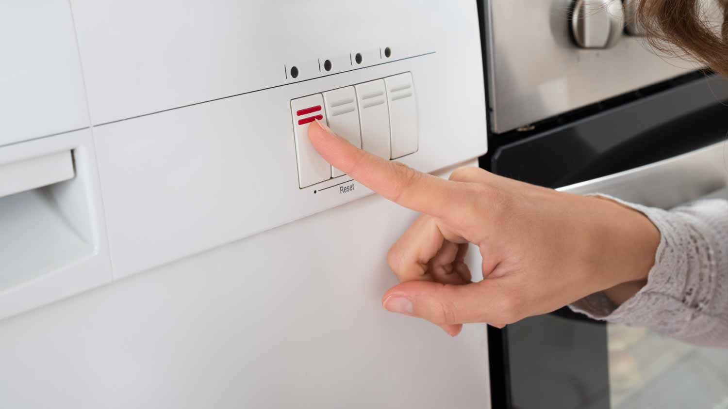 Woman pressing button