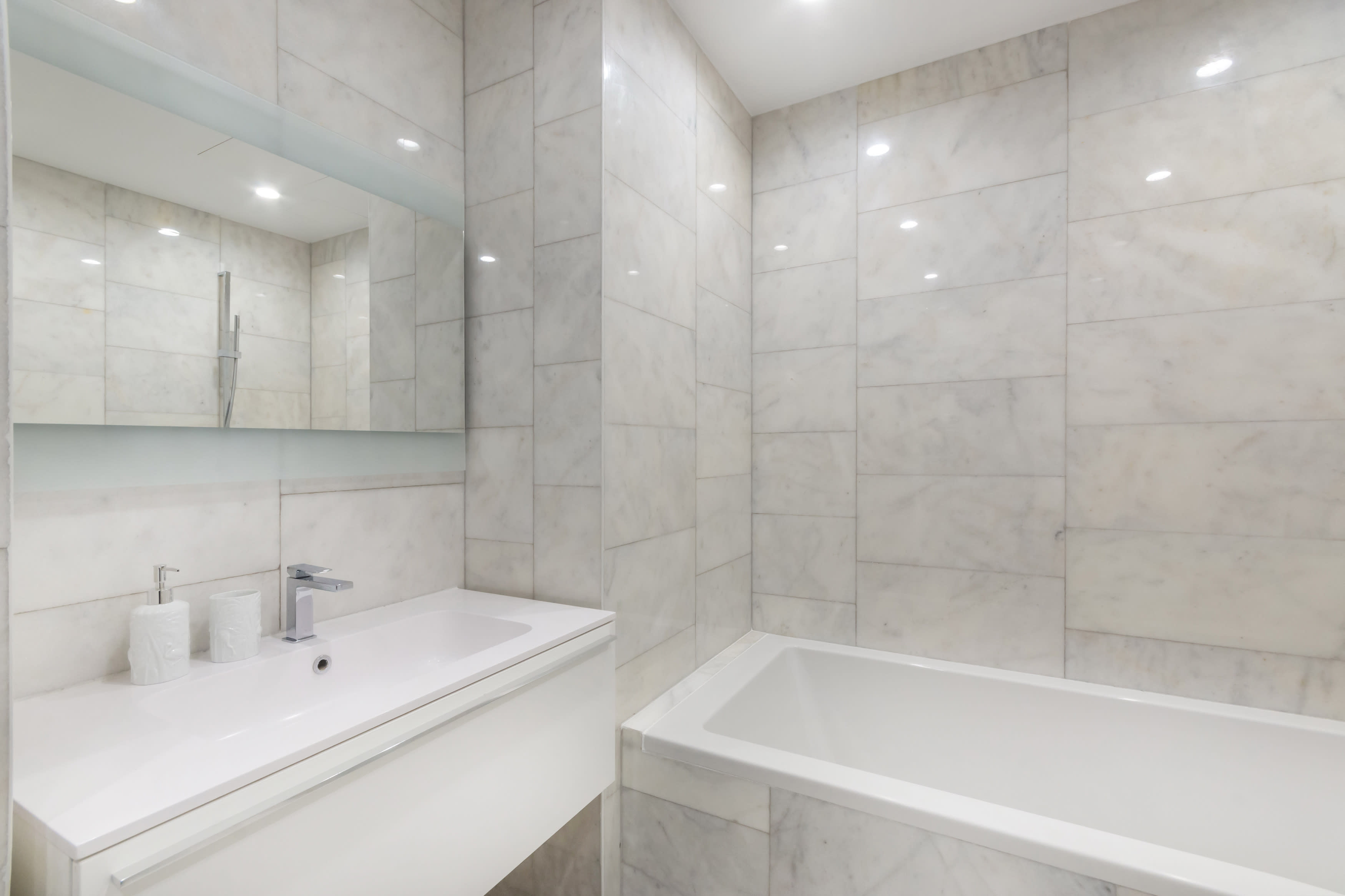 All-white marble bathroom