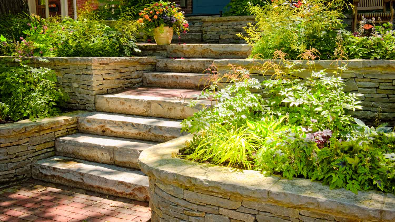 Natural stone stairs in a home’s garden