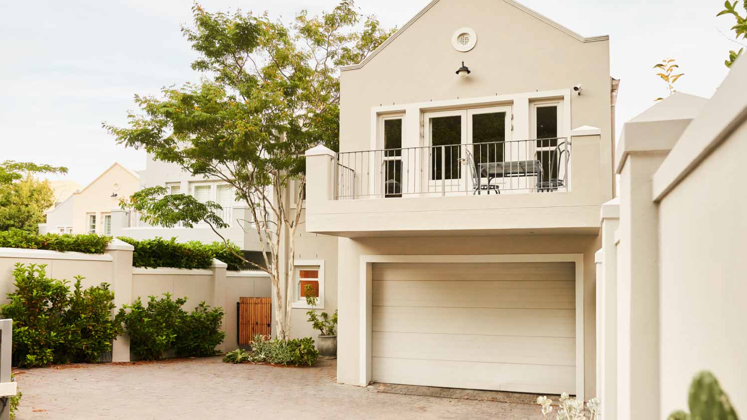 Contemporary home with a large balcony