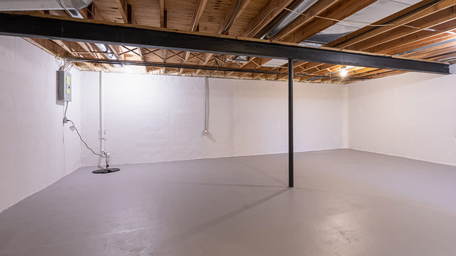 Exposed basement ceiling accent
