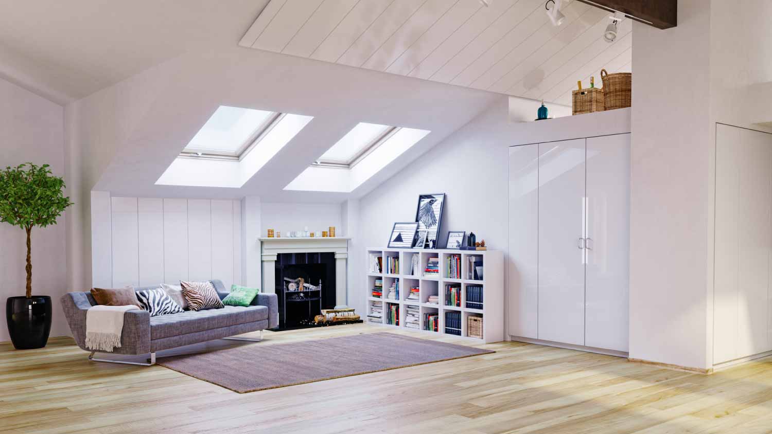 Nice attic flat with a fireplace