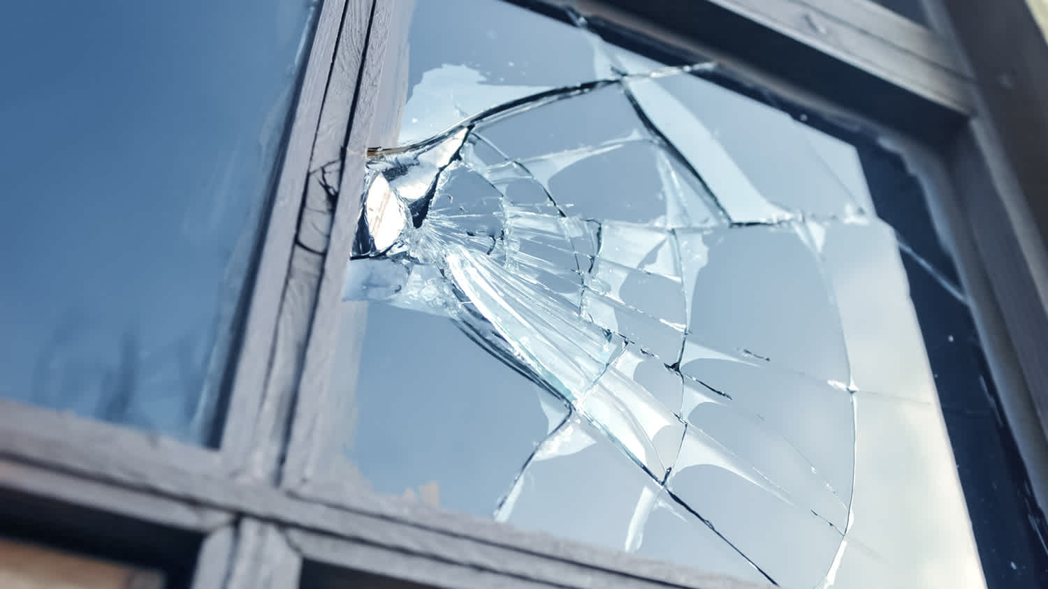 Broken glass window