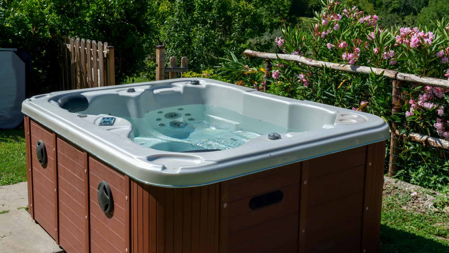 Hydromassage in a garden in summer
