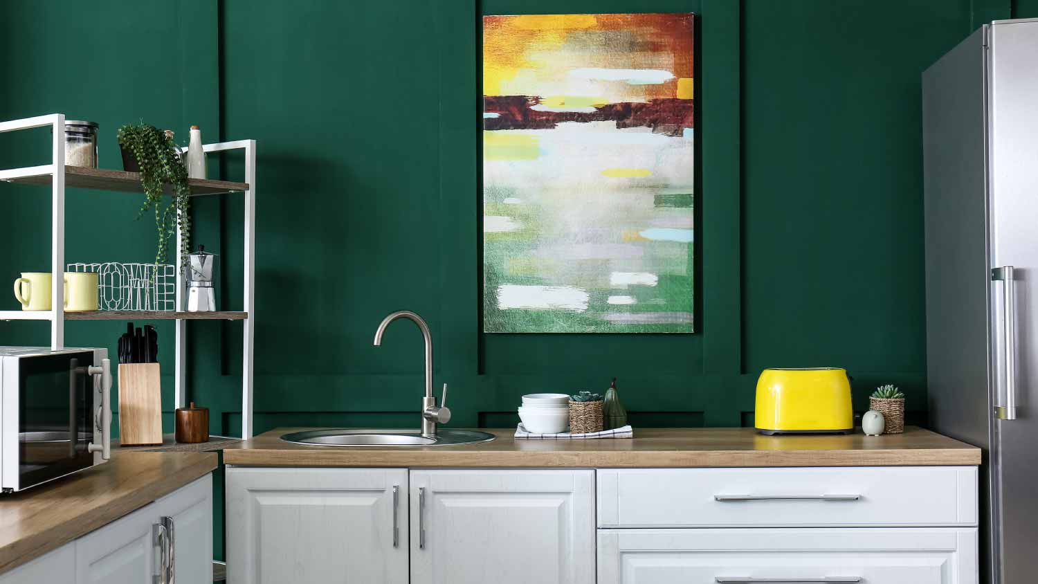 Interior of modern green kitchen