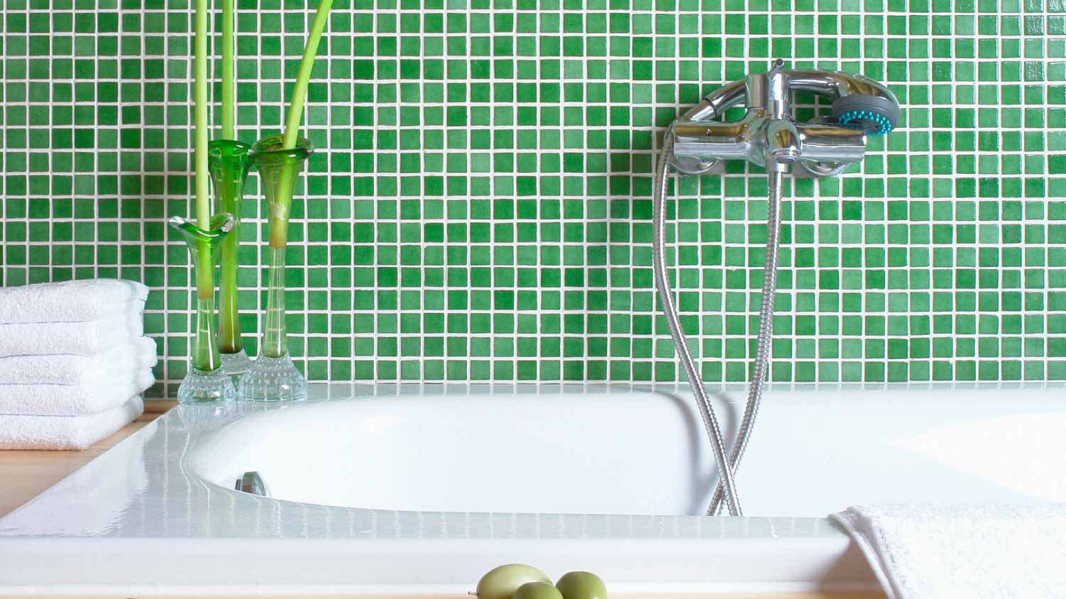 A modern green bathroom