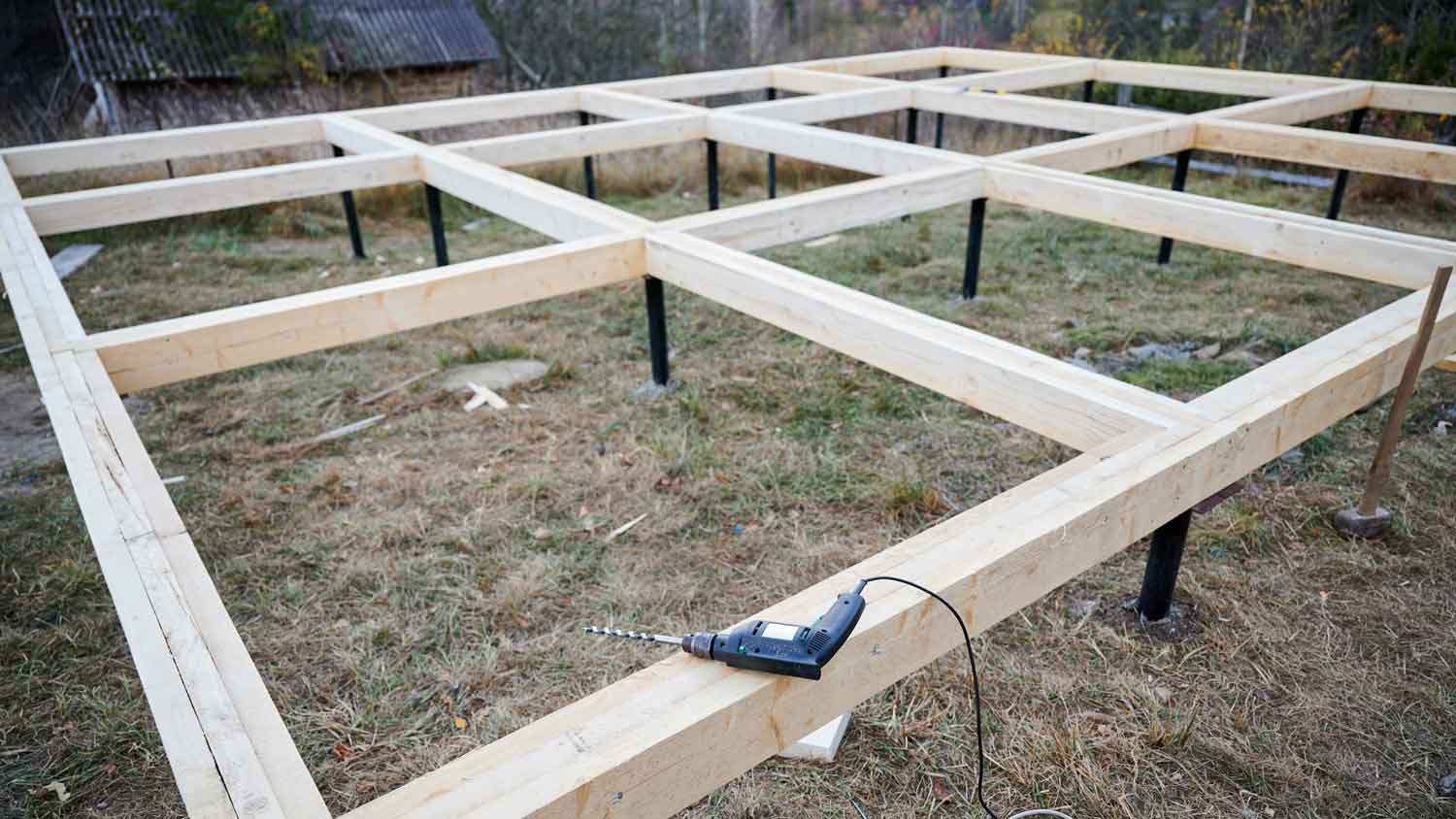A pier-and-beam foundation
