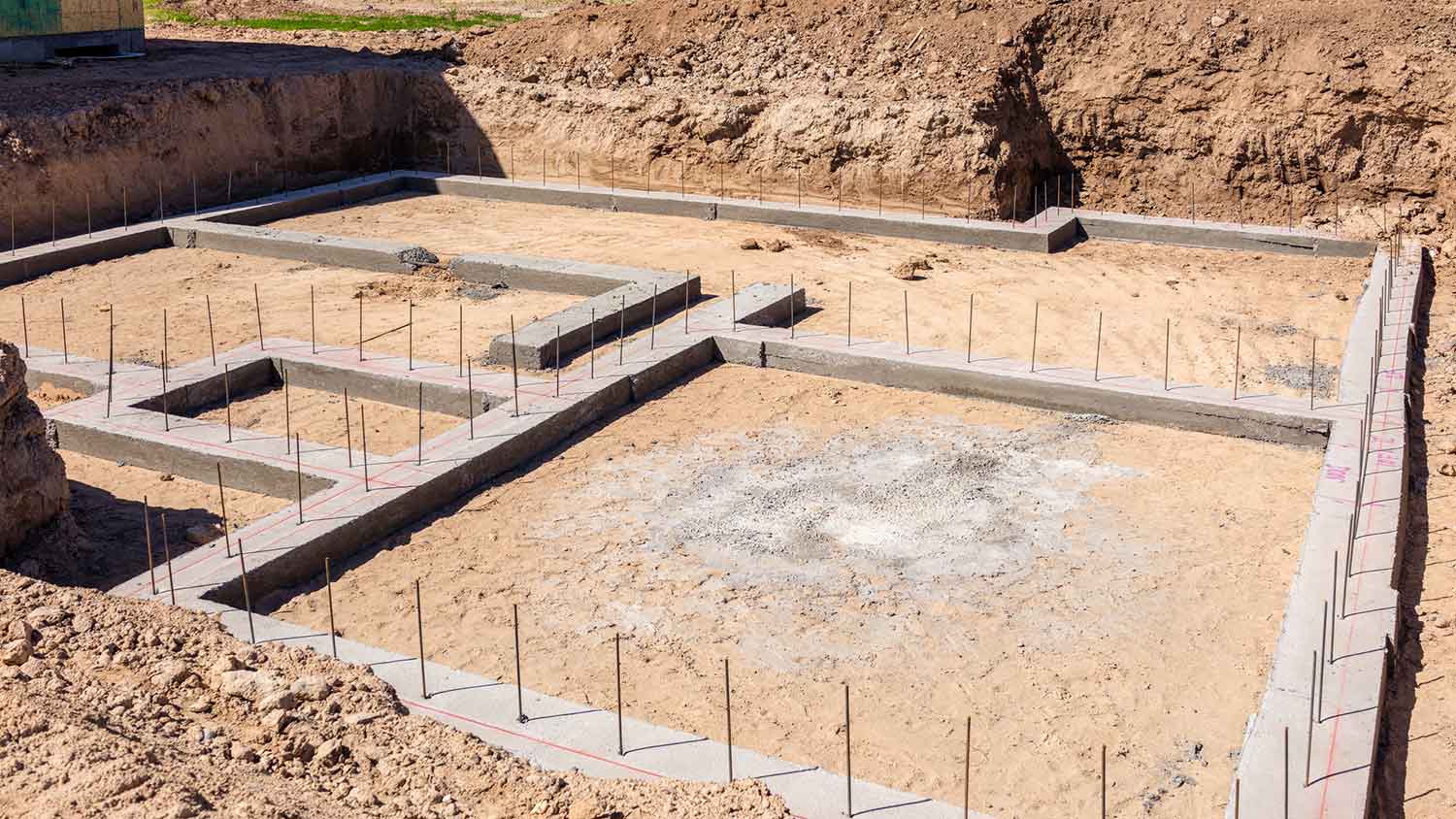 New foundation at construction site