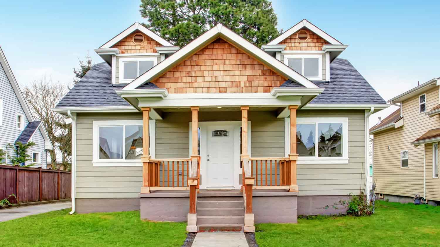 Small house with porch and walkway
