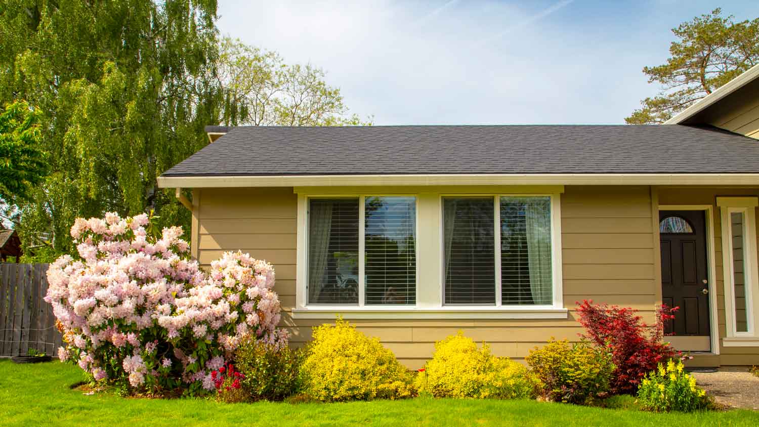 The front view of a one family home