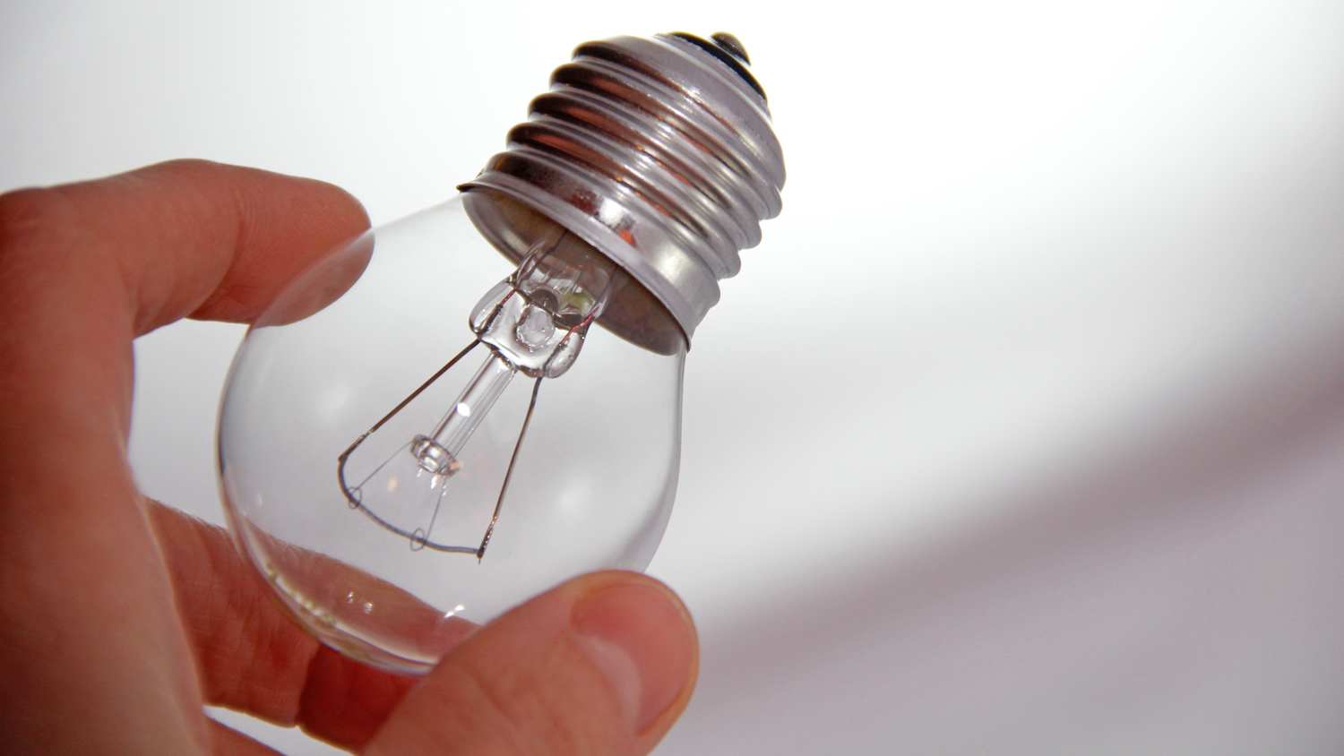Hand holding incandescent bulb